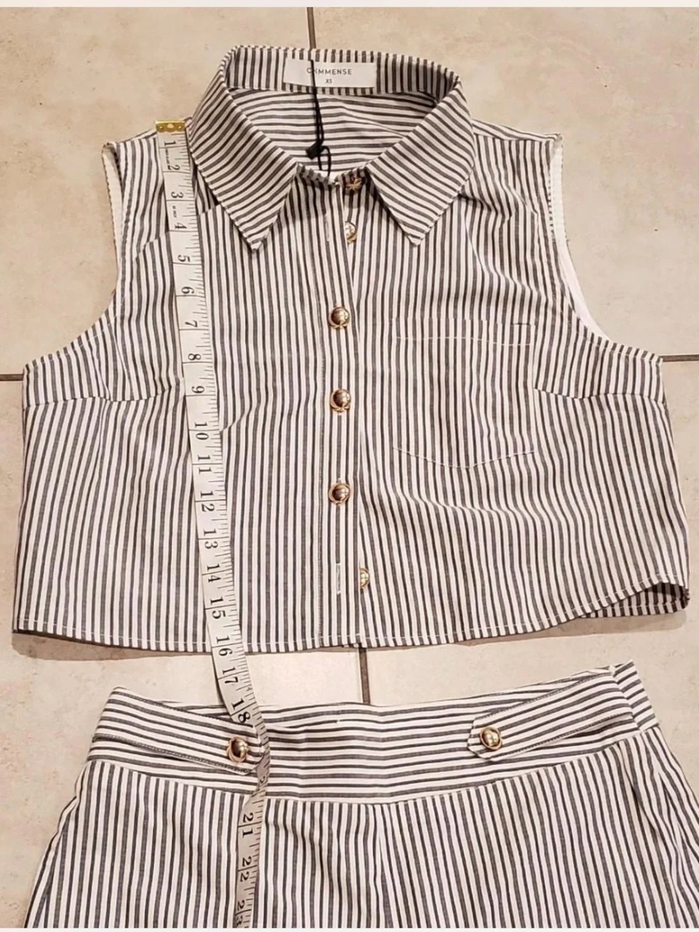 Commense Striped sleeveless top & pants set